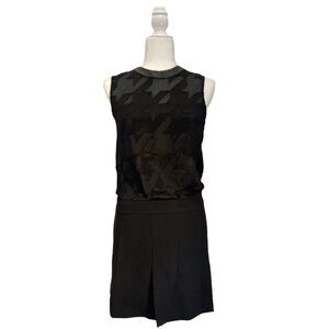 Space Style Concept Blouson Pleated Mini Dress with Leather Collar